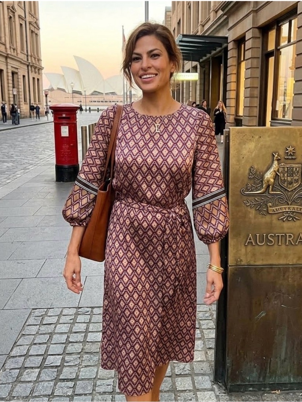 Ann Taylor LOFT Diamond Print Long Sleeve Dress